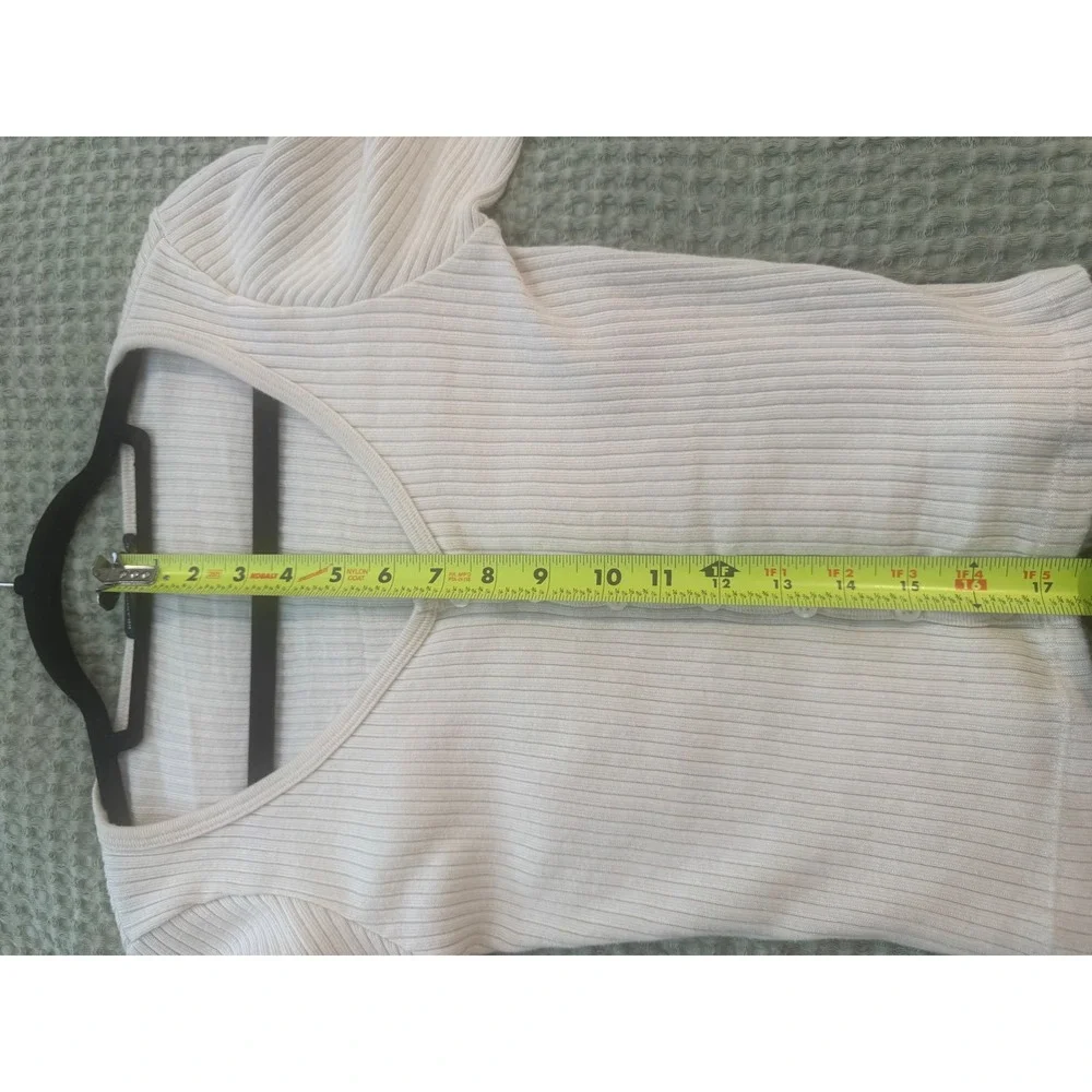 Brandy Melville Ribbed Cardigan Sweater Cream Off White V-Neck Button Front Top